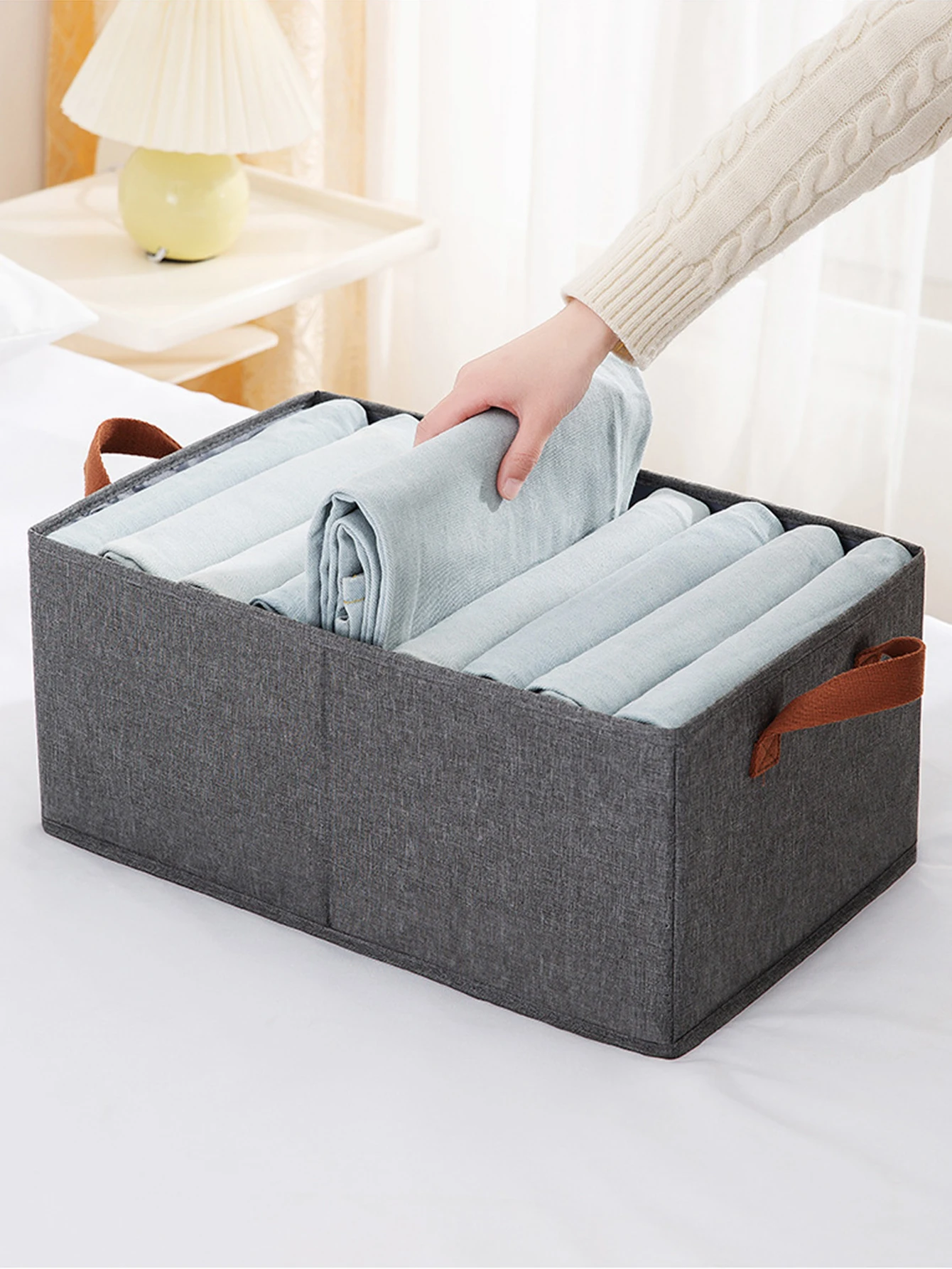 1 piece of storage box for baby clothes, fabric storage box, drawer-type foldable large capacity wardrobe with hand storage box