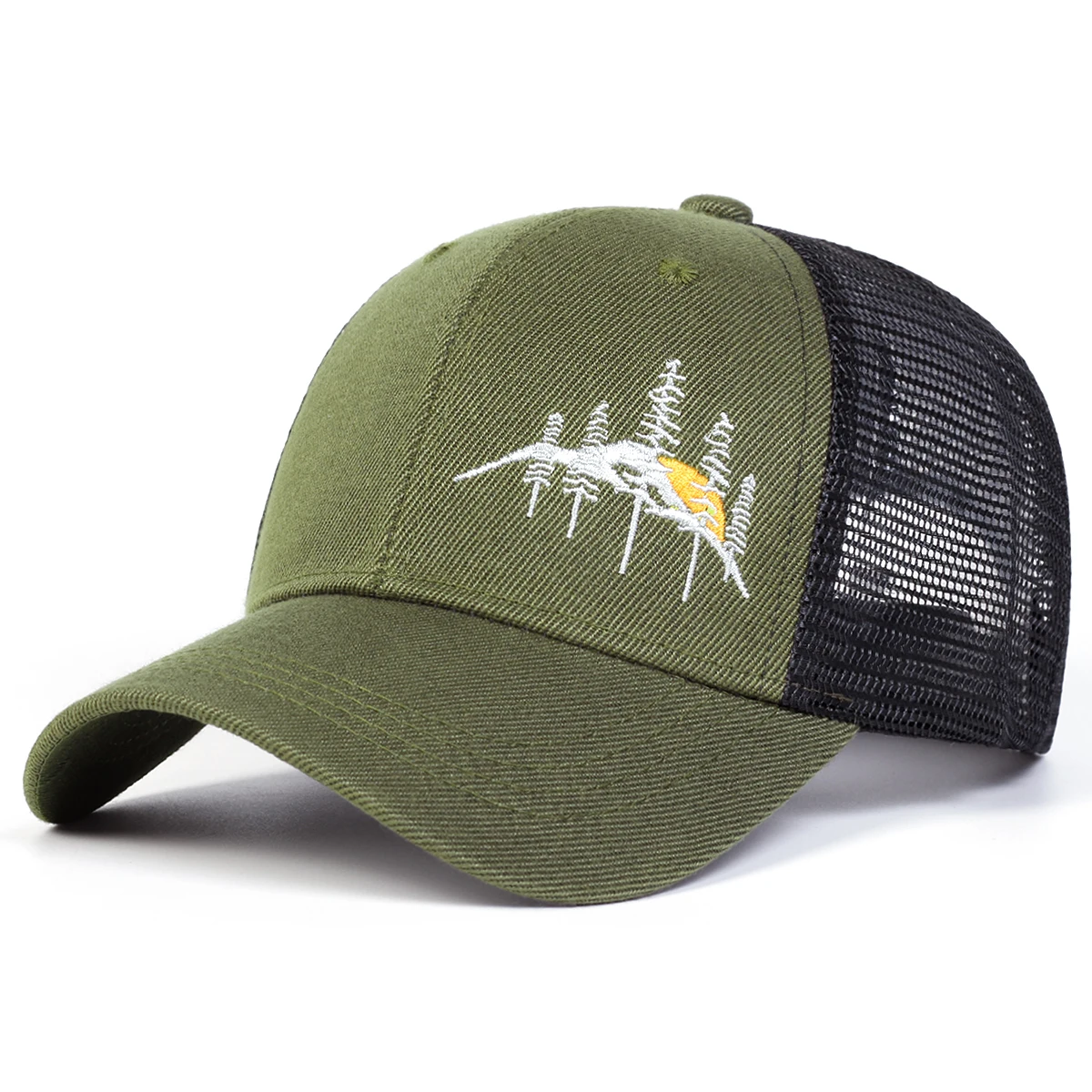 قبعات شبكية مطرزة على شكل شجرة جبلية للجنسين، قبعات كاجوال قابلة للتعديل للربيع والصيف، قبعة واقية من الشمس في الهواء الطلق #4