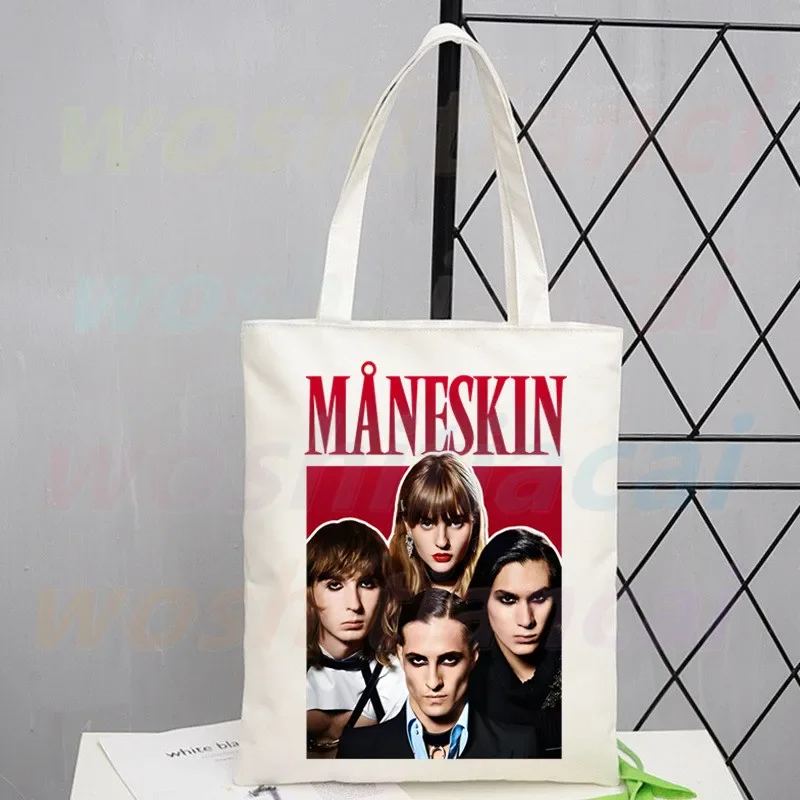 Maneskin Hip Hop weibliche Handtaschen heiß verkaufen Mode Handtasche Leinwand Tasche Tasche Damen lässige Umhängetasche wieder verwendbare Einkaufstaschen