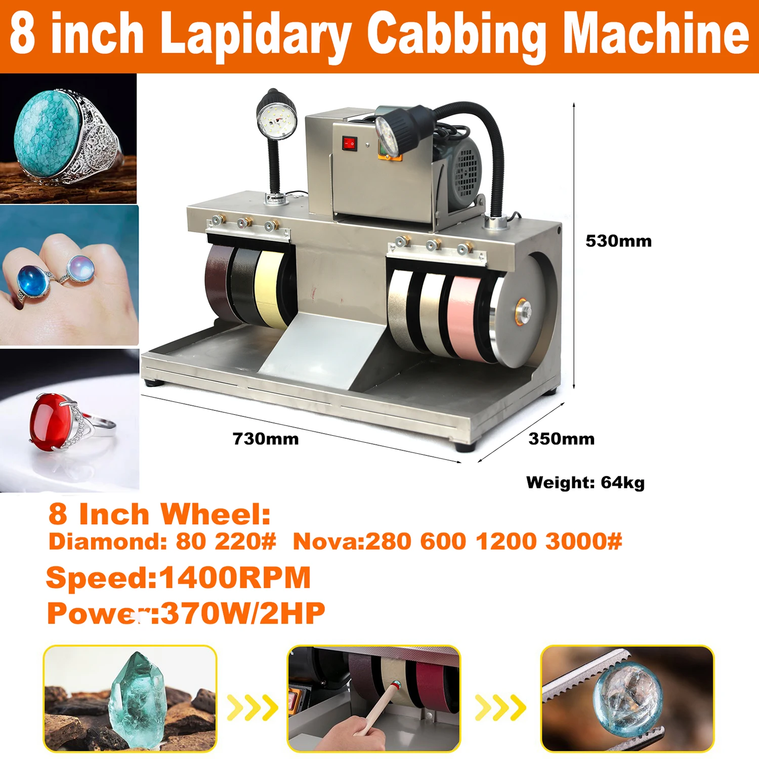 ماكينة كينواي KW-C8 الجديدة لص - مراجعة Lapidary Grinder Cabbing Machine وسعره