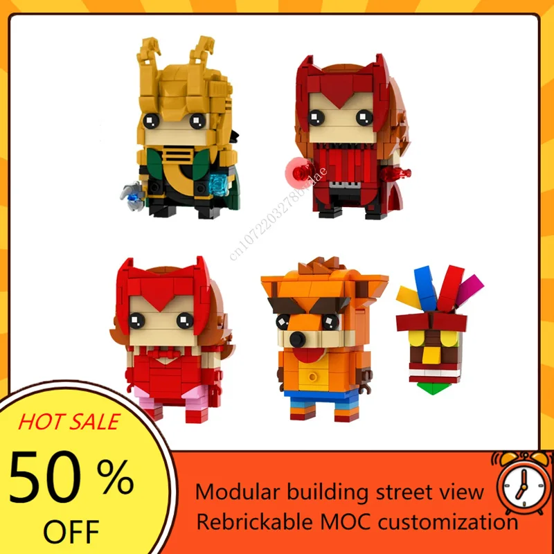 MOC Movie Characters Loki,Scarlet Witch,Halloween Scarlet Witch,Aku Brickheadz Building Blocks Cartoon Anim Figures Toys Gifts