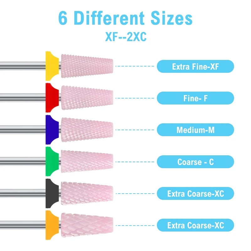 Forets à Ongles en Céramique Rose 5 en 1, Fraise en Carbure, Dissolvant de Gel, Polissage, Lime à Éplucher, Outils, Accessoires de Manucure, 3/32 Pouces