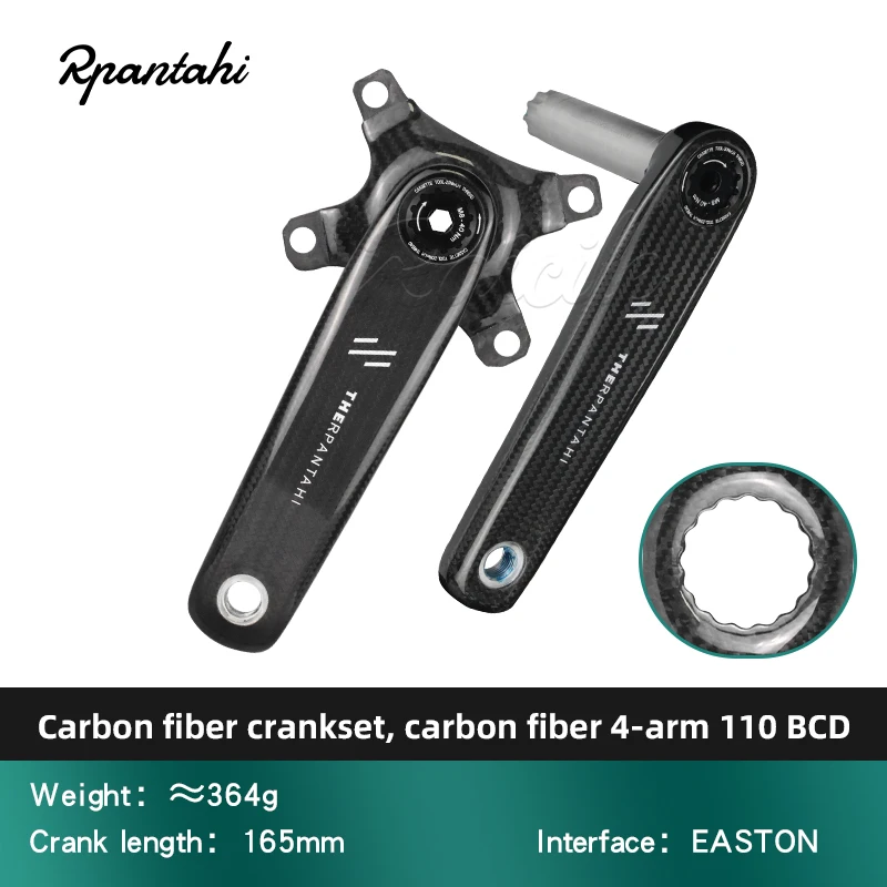 AliExpress NONE RPANTAHI Carbon Fiber Road Bicycle Crankset 24mm Titanium Alloy Axis 165mm/170mm EASTON Straight Install Suitable for Shimano