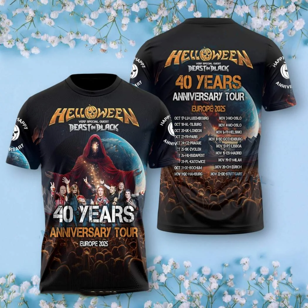 New Top Metal Rock Band Helloween and Hip Hop Academy 3D Printed Neutral T-shirt Shirt Street Retro American Short Sleeve Top
