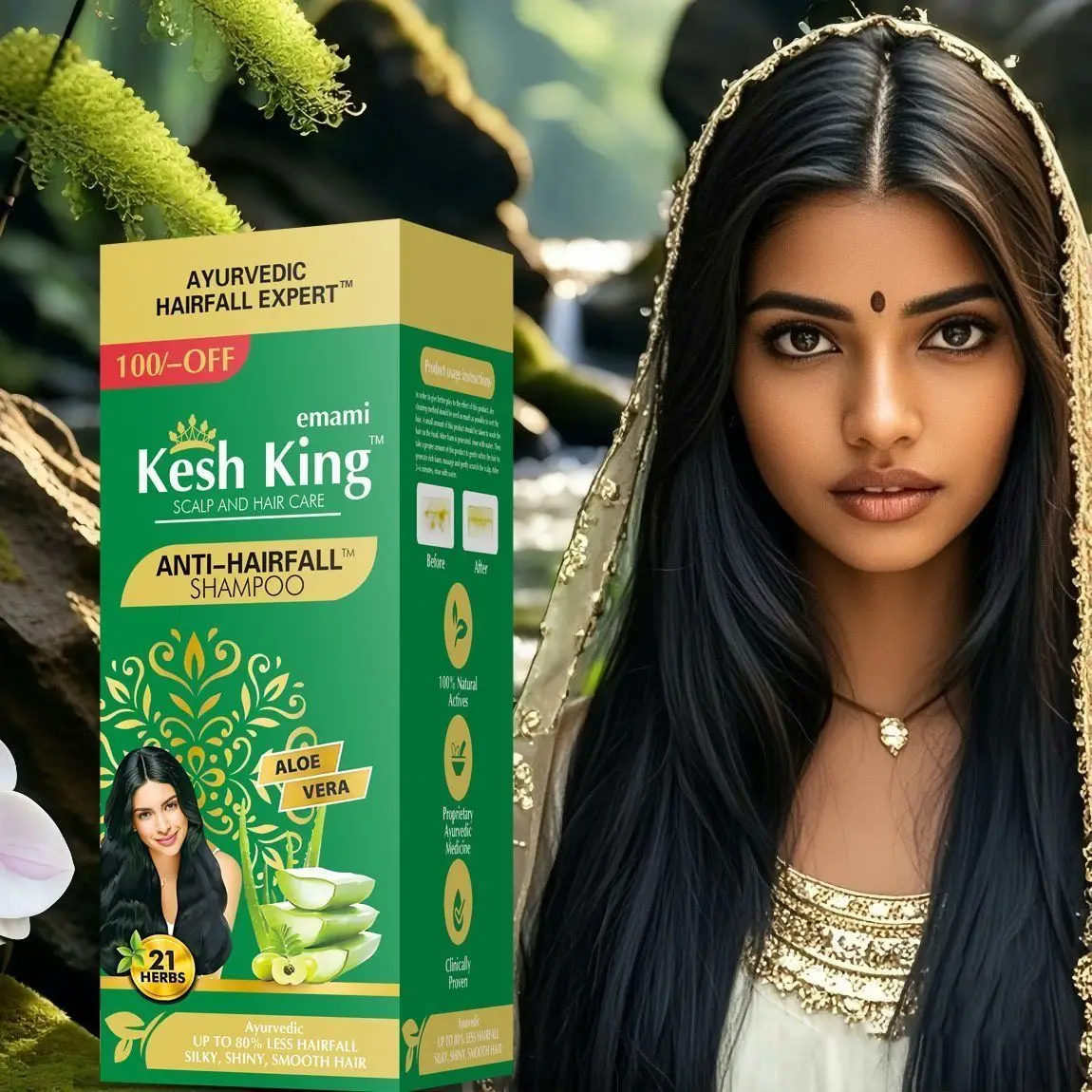 Champú ayurvédico indio Keshking de 500 ml para prevención de la caída del cabello y nutrición vegetal Champú indio