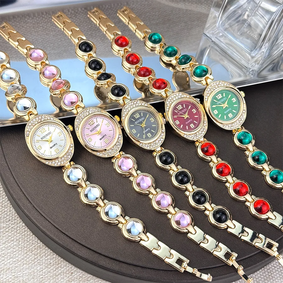 

Роскошные женские часы-браслет, новые женские красочные инкрустированные стразами, женские кварцевые наручные часы, модные часы, дропшиппинг