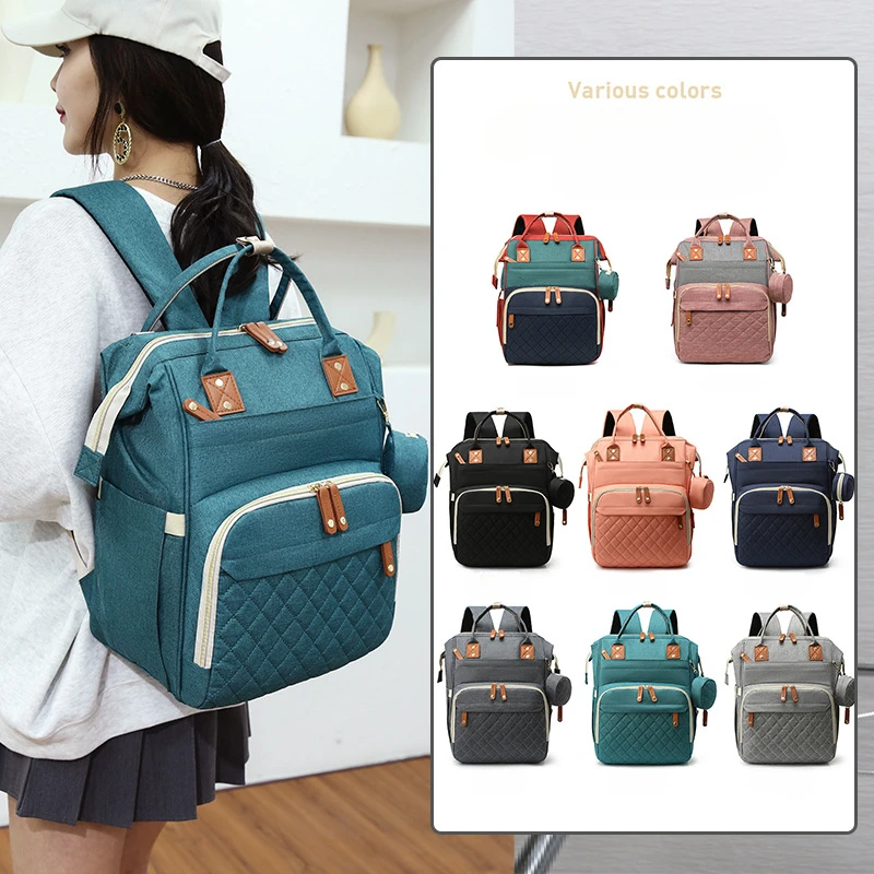 Saco de fraldas impermeável com almofada de mudança, Tote de viagem unisex, Mochila Essentials Baby, Porta de carga USB