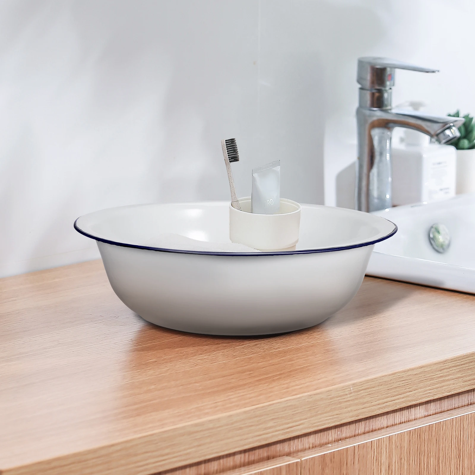 Durable Enamel Foot Wash Basins Soak Basin Enamel Footbath Soaker Tub Foot Washing Basin WashbasinBasin For Soaking Feet