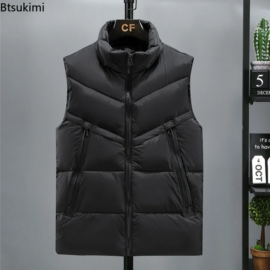 2025 Winter New Men's Padded Vest Coats Casual Outdoor Mountain Ski Warm Windbreaker Sleevless Jacket Men Oversized Size S-8XL