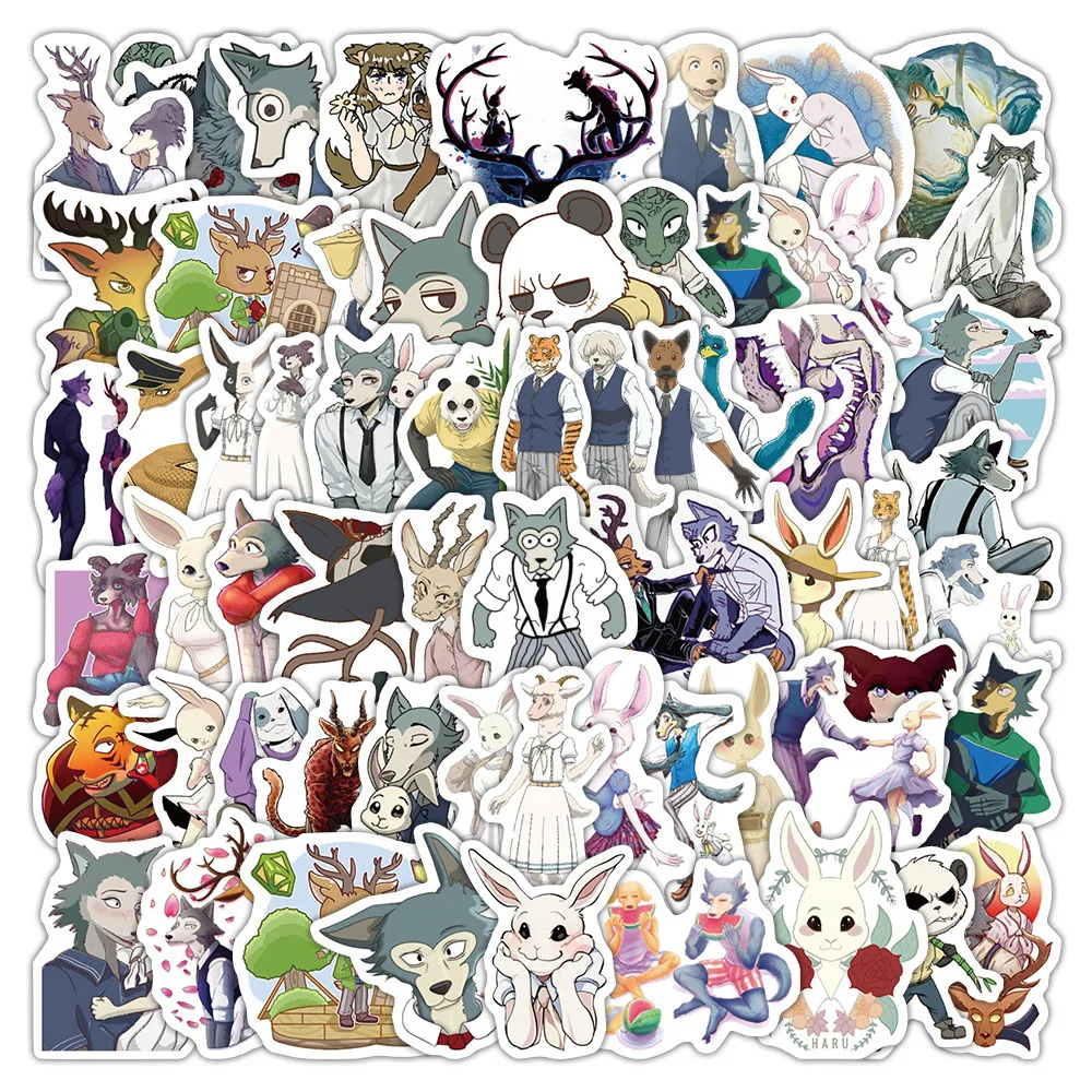

10/60PCS BEASTARS Cartoon Stickers Funny Anime Graffiti Suitcase Fridge Laptop Guitar Bike Skateboard Animation Decals Kids Toys