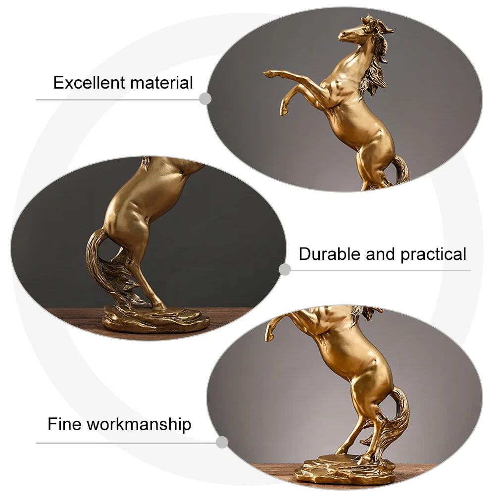 

Horse Statue to Attract Luck and Wealth Fine Workmanship Resin Adornment for Tabletop Study Room Living Boosting