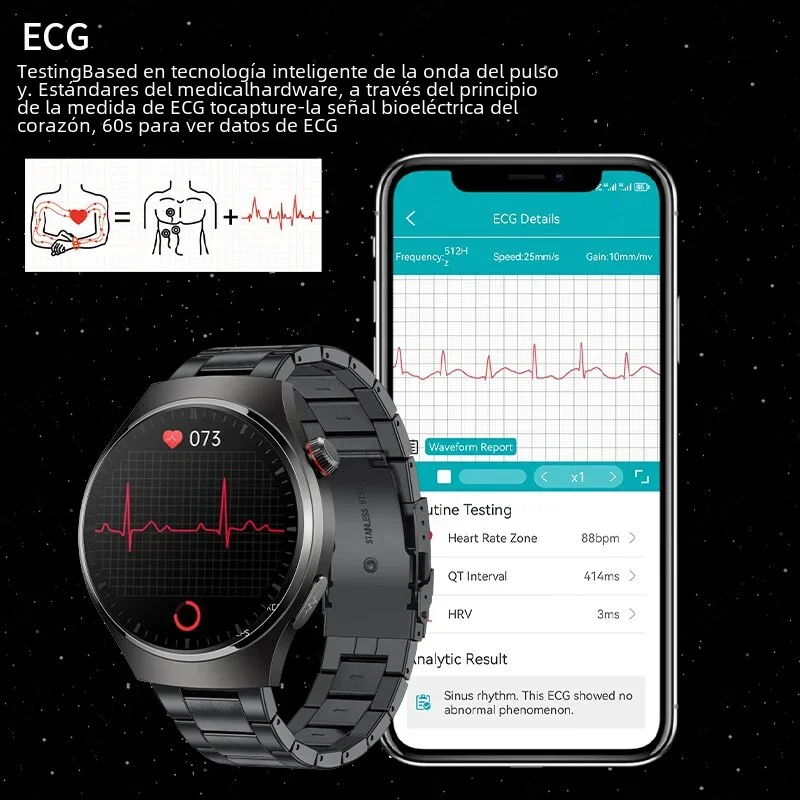 ECG + PPG inteligentny zegarek dla Xiaomi Huawei Android IOS zegarek wodoodporny Smartwatch monitorujący tętno i głosowe połączenie Bluetooth