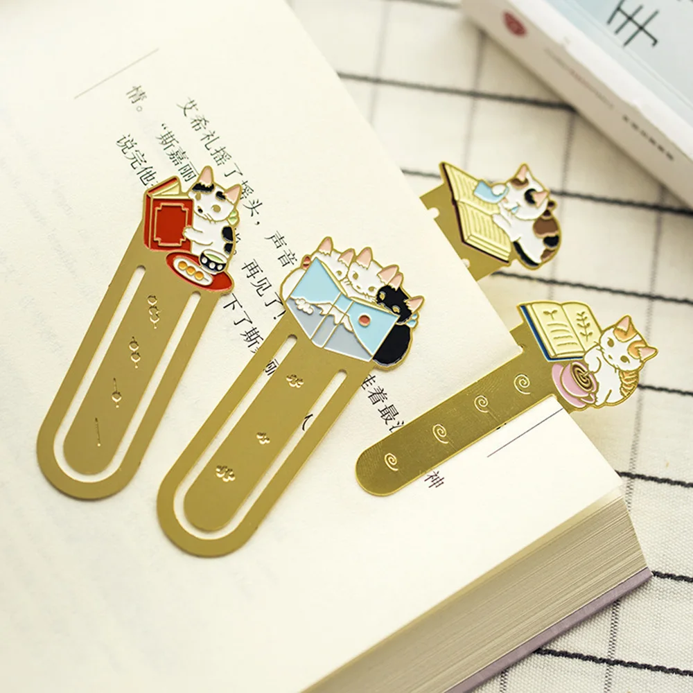 Creative Cat Bookmarks Kawaii Book Clips Kawaii Kittens Paper Clips Korean Stationery Reading Tools Teacher Gift Office Supplies