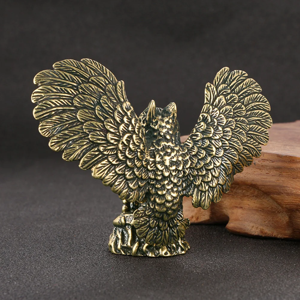 

Vintage Brass Statue Desktop Decor Craft For Home Office Room Brass Owl Ornament Exquisite Owl Delicately Carved