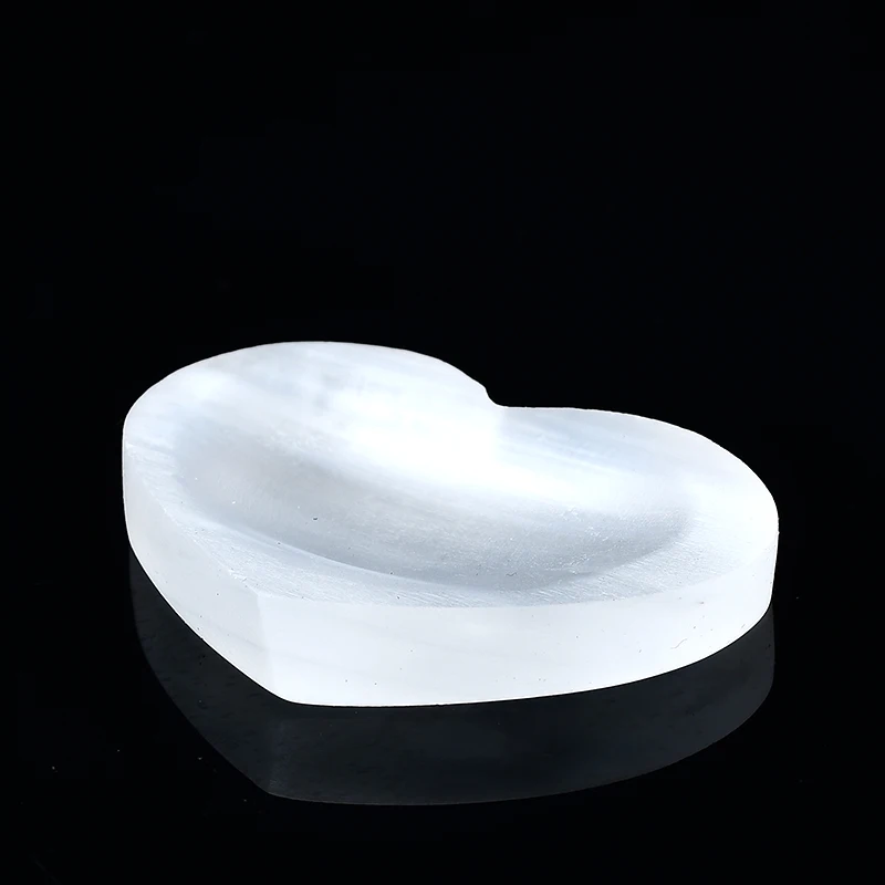 1PC 100% Natural Selenite Bowl Plate Rough Carved Quartz Crystal Grid Fengshui Quartz Mineral Chakra For Home Decor Healing Gift