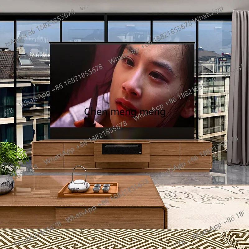 100-Inch floor rise screen integrated laser TV telescopic cabinet 120-inch villa large flat-floor cinema cinema