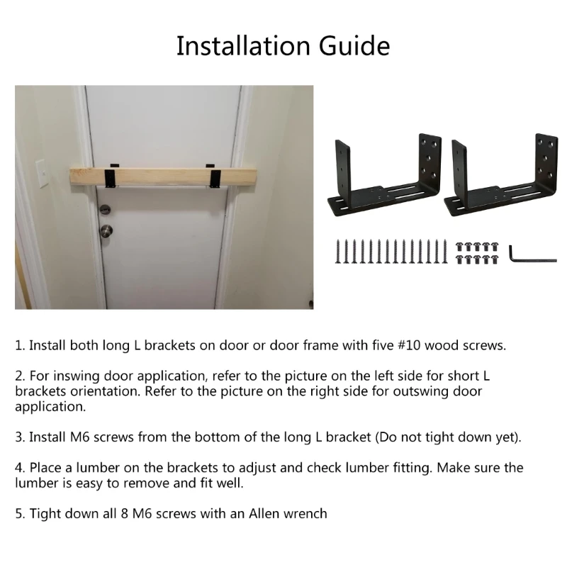 Heavy Duty Steel Bracket Sturdy Door Barrier Bracket Support for Door Safety Support Perfect for Garage Basement & Barn 87HA