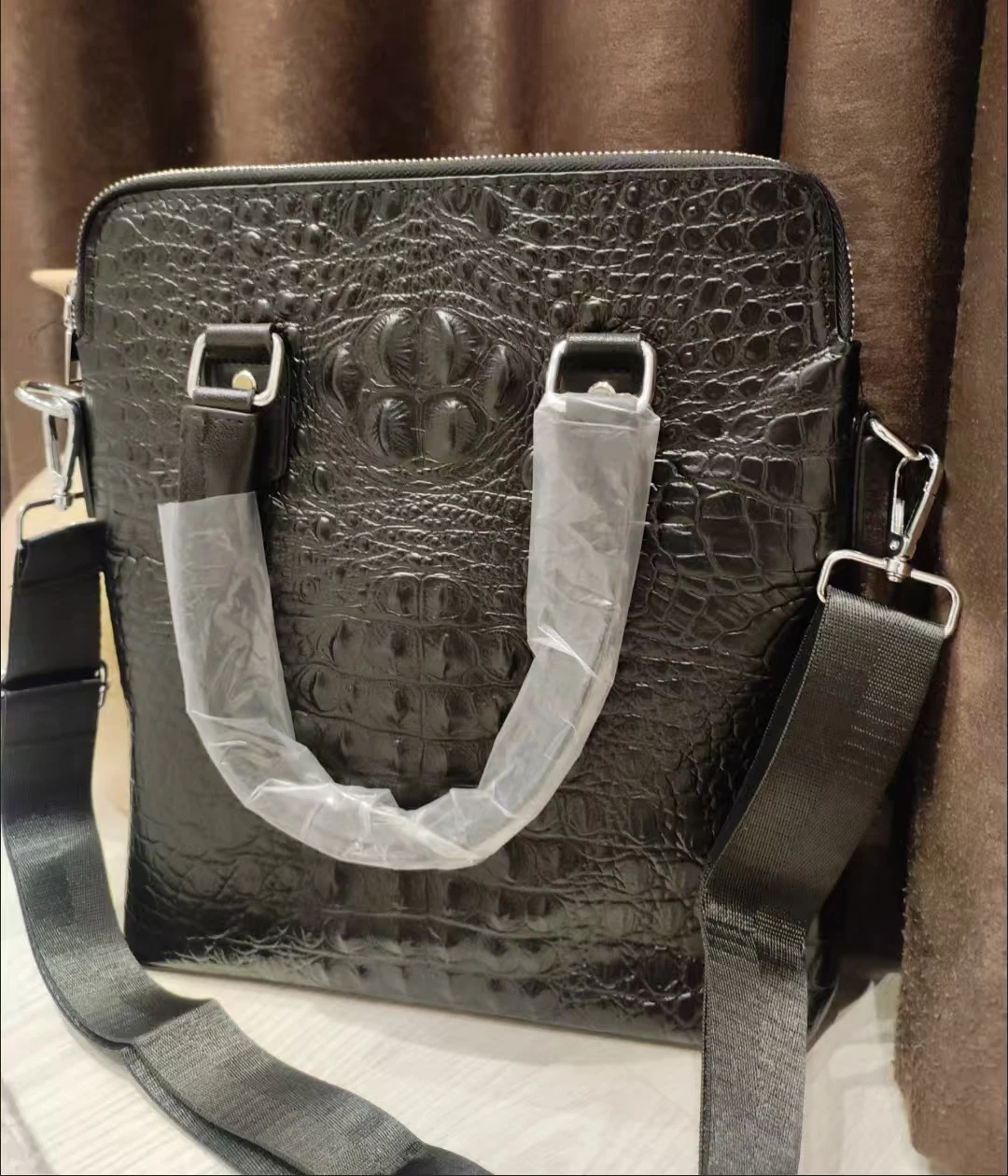 2026 New Alligator Pattern Genuine Leather Men Crossbody Bag Casual Business Leather Men's Messenger Casual Shoulder Handbags