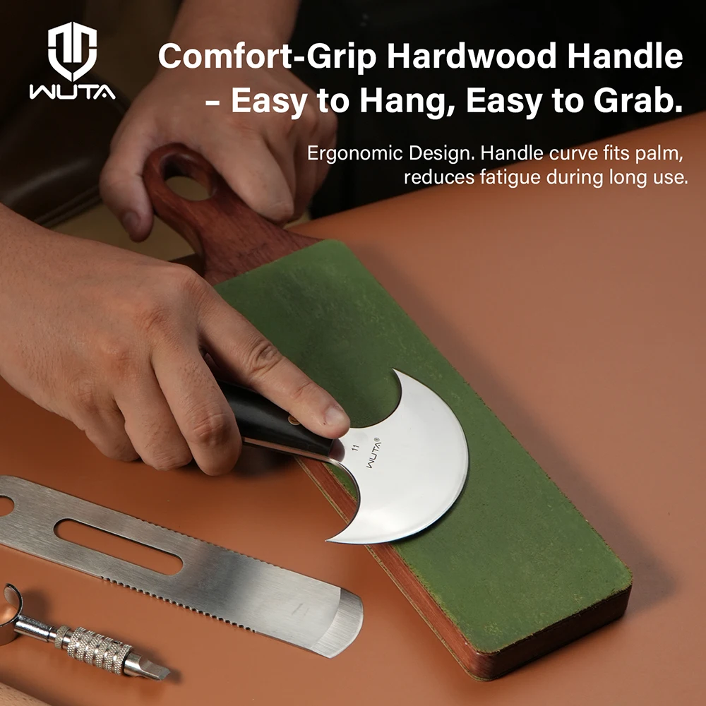 WUTA 2Gen Thicken Leather Strop for Knife Sharpening Polishing Double Sided Chisel Knife Sharpener Compound Kit DIY Craft Tools