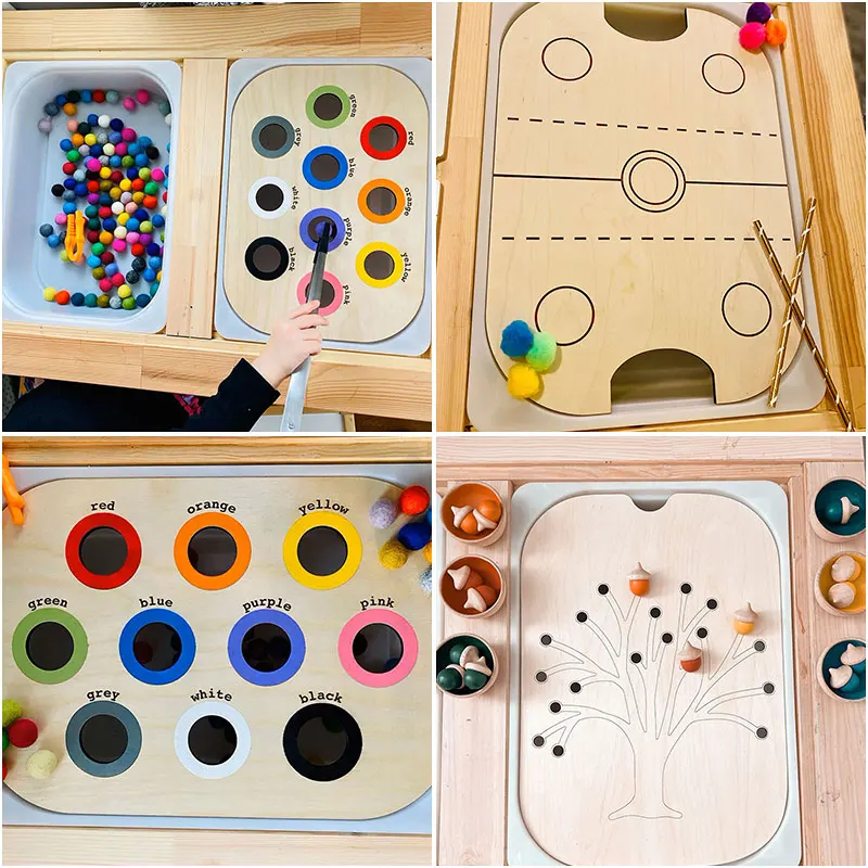 Children Montessori Games Fine Movement Training Sensory Tray Board Games Wooden Color Sorting Parish Learning Educational Toys