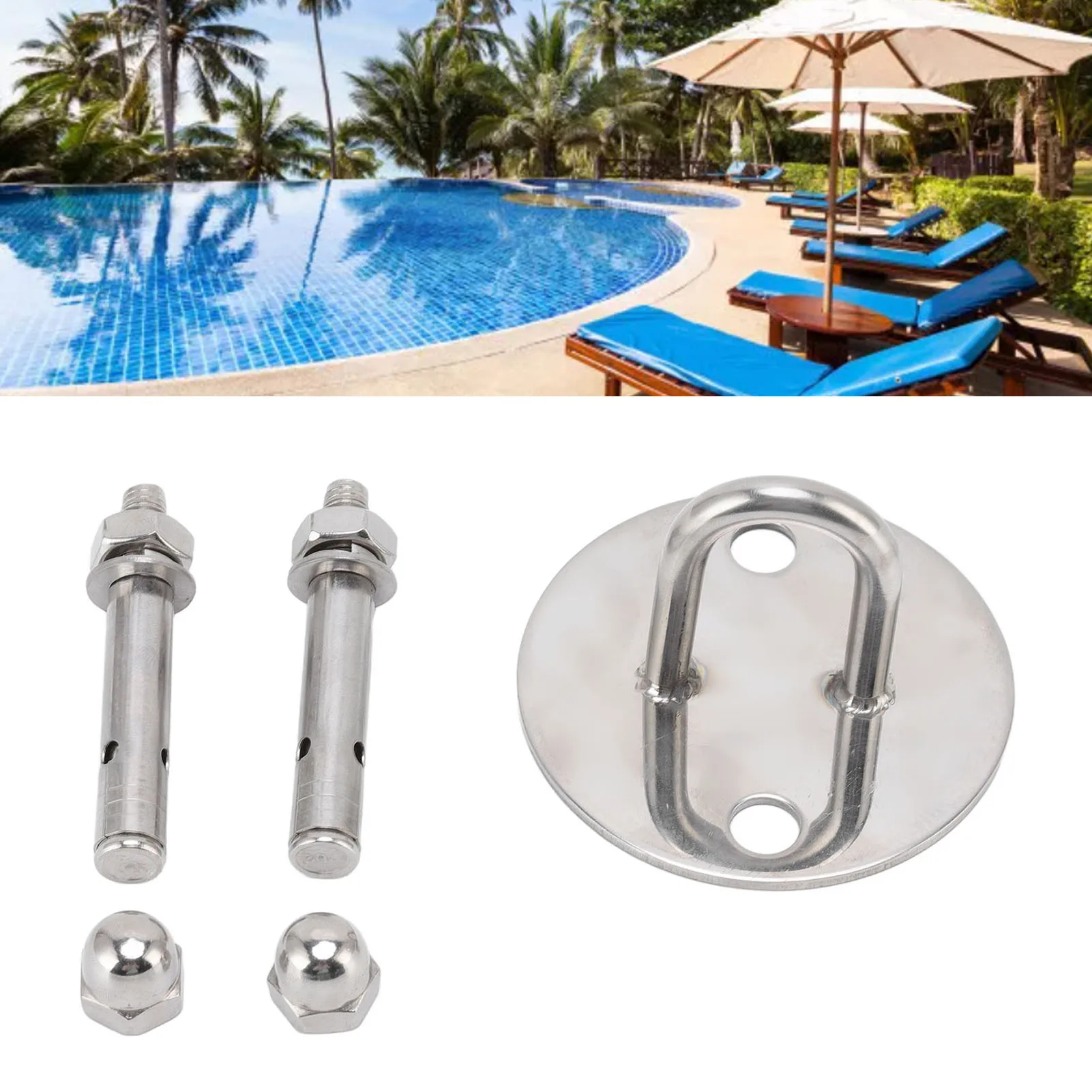Stainless Steel Ceiling Hook U Shaped Ceiling Mount Hanger for Swimming Pool Lane Lines Hammock Swing Chair Fixed Pad Eye Plate