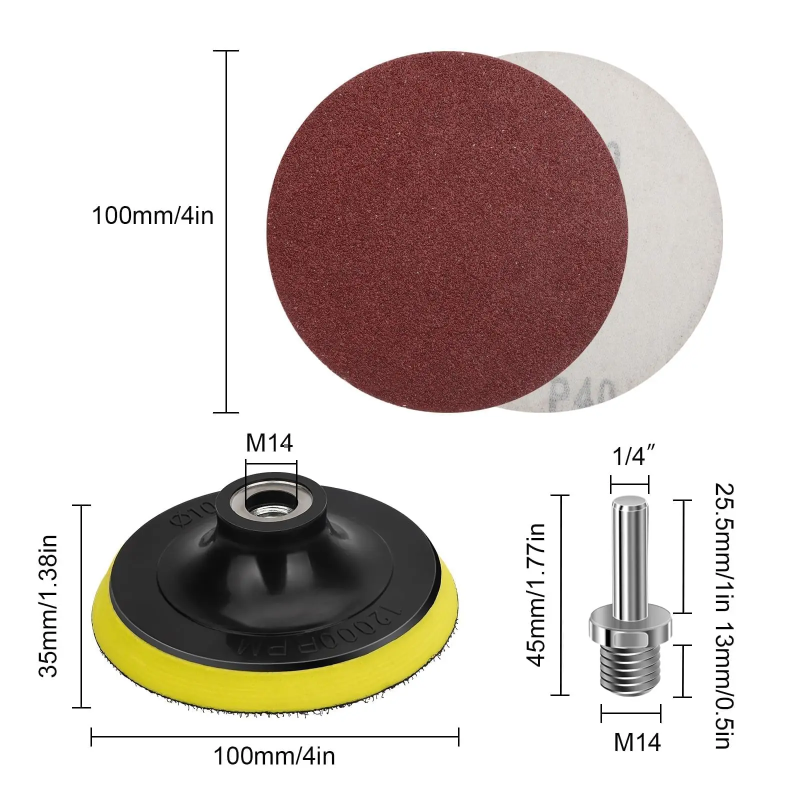 4Inch 100MM Hook and Loop Red Sandpaper Kit 102Pcs 60-800# with Backing Pad & 1/4