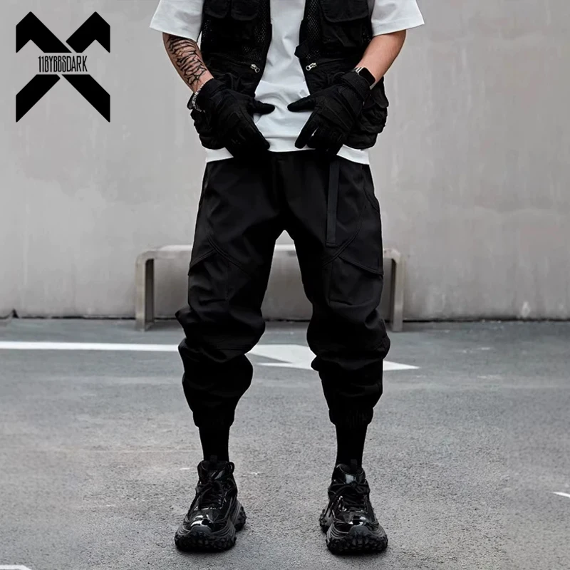 

Men's Tactical Functional Joggers Pants Techwear Cargo Pants High Street Black Harem Trouser Elastic Waist Streetwear