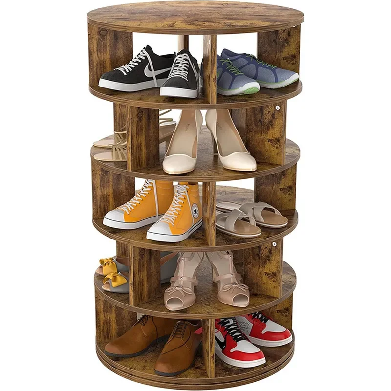 360 Degree Rotating Round Shoe Rack Multi Tier Storage Shelf Simple Indoor Entryway Organizer for Home Doorway Space Saving