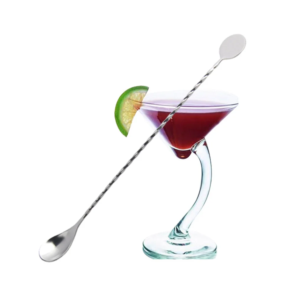 

2Pcs Cocktail Bar Spoon Stainless Steel Twisted Threaded Bar Spoon Long Handle Stirring Stick Bartender Tool Cocktail