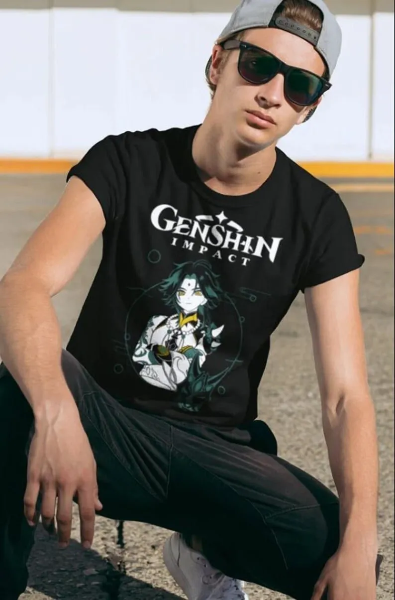 Genshin Impact Xiao Japan Aesthetic Anime Japanese Vaporwave Genshin Impact Raiden Shogun Gaming T-Shirt, Anime Waifu Shirt