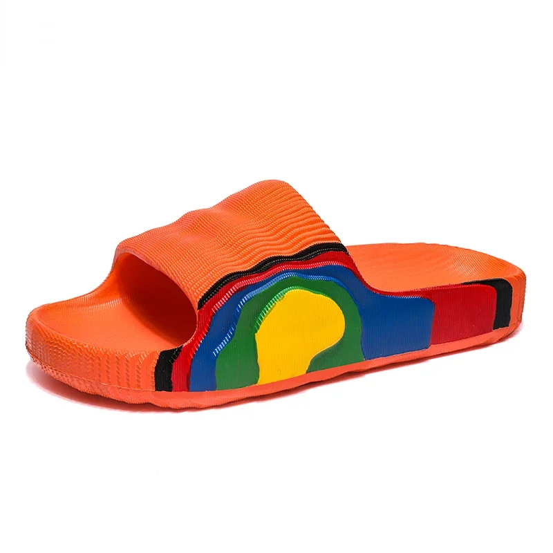 Summer Men's Bringing Wavy YZY Slides Slip On Breathable Men Slippers Lightweight Beach Rainbow Sandals Men Women Big Size 34-46