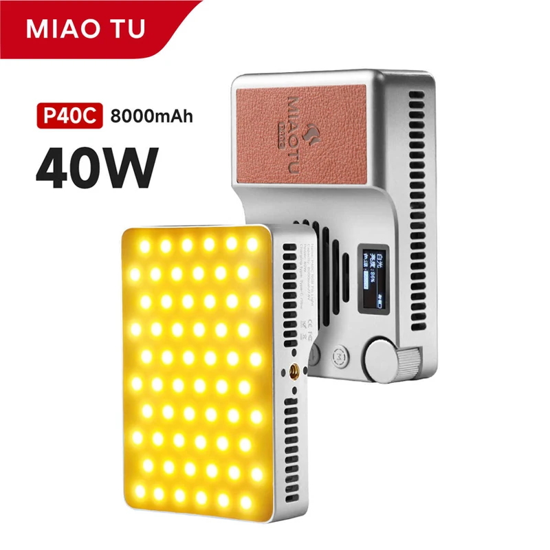 

Miaotu P40C 40 Вт Мини Портативный Карманный Светильник Встроенный Аккумулятор 8000 мАч 2500-7500K CRI≥96 RGB Камера Свет для Фотографии