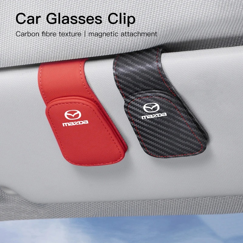 PU Leather Car Glasses Clip Credit Card Holder For Mazda 2 3 6 5 Atenza CX3 CX5 MX5 CX7 Axela CX30 CX90 CX60 CX50 MX30 CX9 RX8 view 2