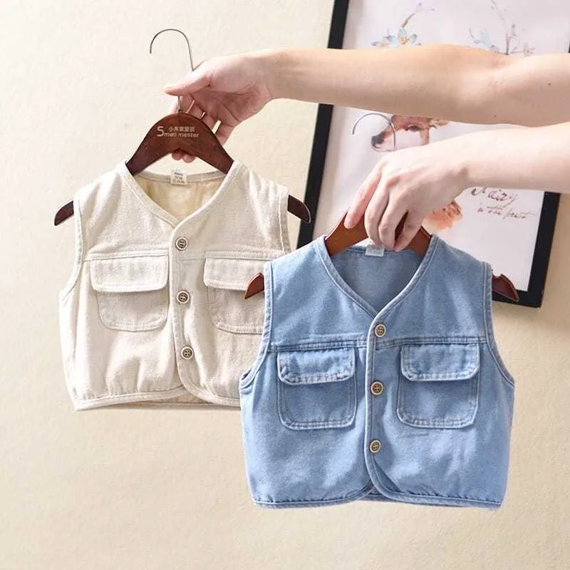 

2025 New Boys' Trendy Vest Spring and Autumn Outerwear Baby Girl Baby Korean Style Small and Medium Children's Vest Coat LH179