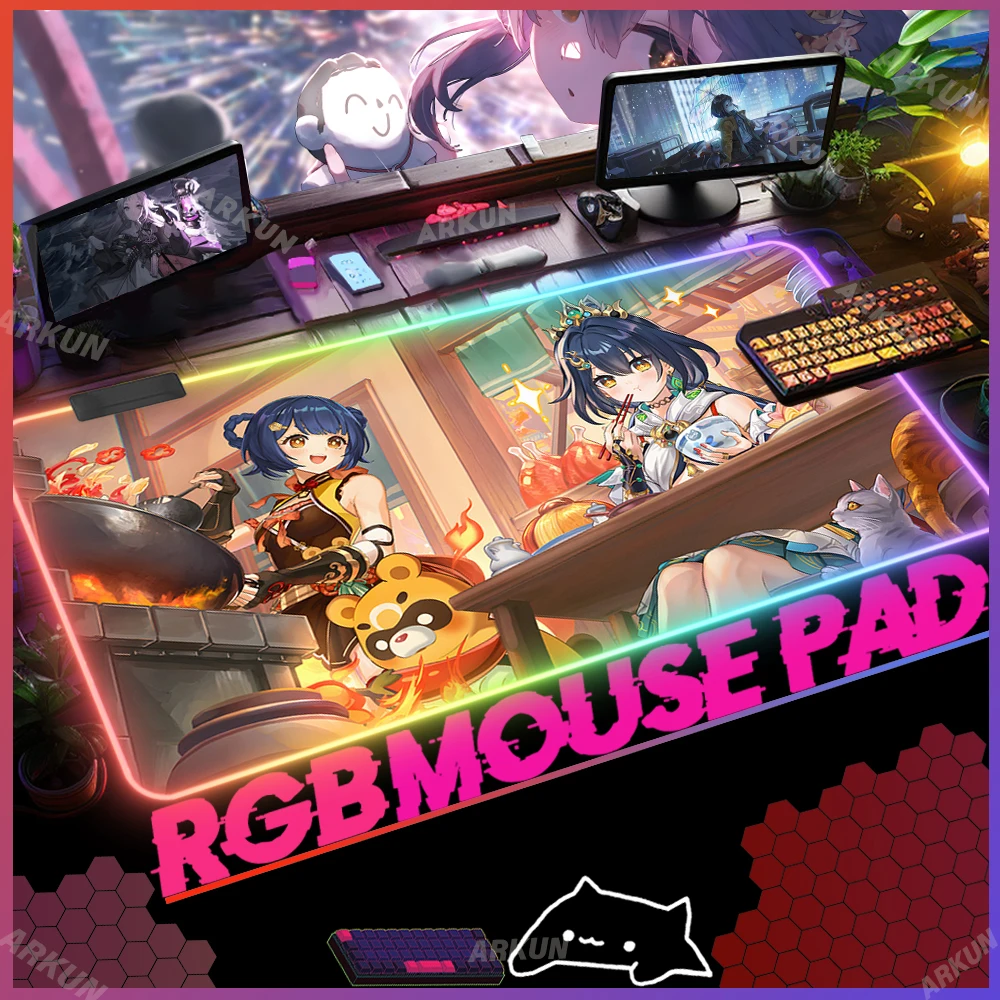 

Large RGB 90x40 Kawaii Hot Pretty YunLi Fashion Video Honkai Star Rail Game Mouse Pad Accessories XXL Backlight Keyboard Mat