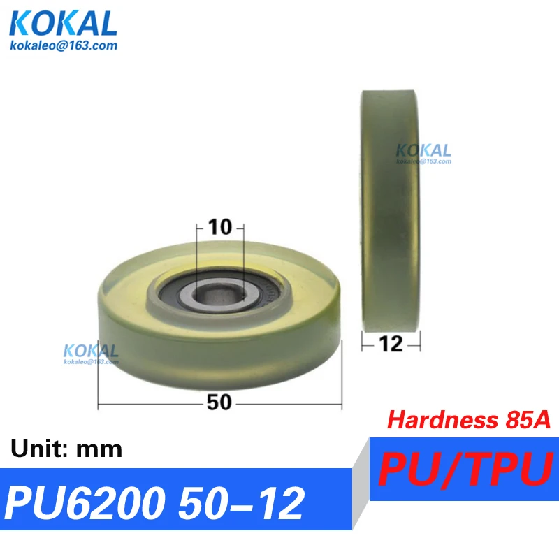 [PU6200 50-12] high quality ball bearing 6200RS inner diameter 10mm TPU PU roller with 5cm 50mm Diameter DIY soft wheel pulleys