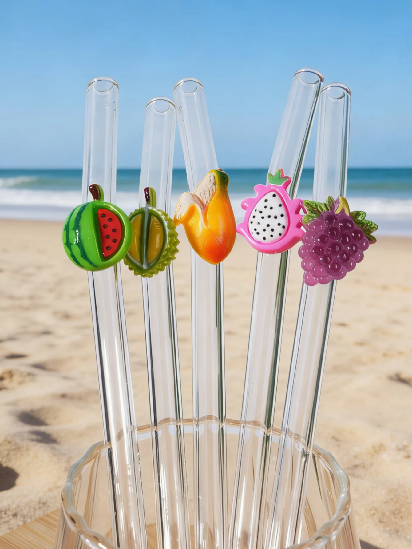 Avocado Glass Straw Set: Reusable bent straws for drinks. Perfect for parties, cafes & a fresh vibe. Ideal Easter, Mother's Day
