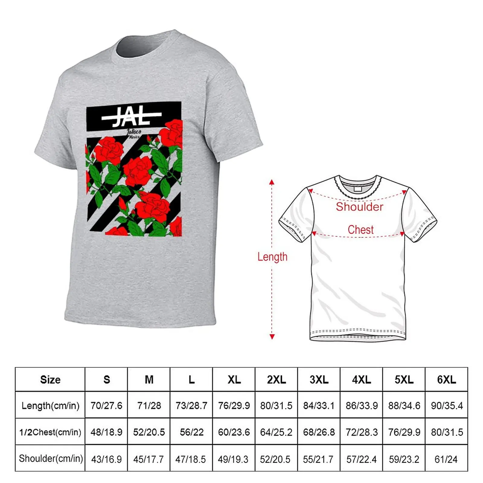 JALISCO MEXICO RED ROSES T SHIRT T-Shirt korean fashion boys whites hippie clothes Blouse t shirts for men cotton