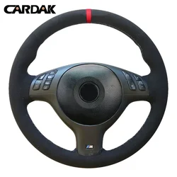 CARDAK DIY Hand-stitched Black Suede Car Steering Wheel Cover for BMW E46 M3 E39 330i 540i 525i 530i 330Ci 2001 2002 2003