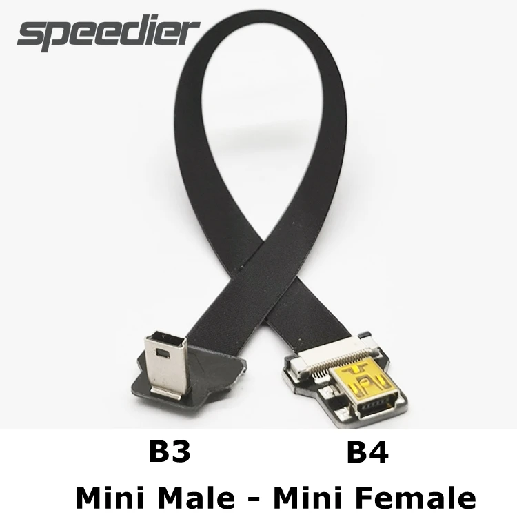 Ribbon Mini to Mini USB Left/Rigth/UP/Down FFC FPV Flat Thin FPC Flexible Extension Cable Mini-USB 90 Degree Angle Charging Cord