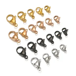 25Pcs Stainless Steel Gold Black 9/10/11/12/13/15mm Lobster Clasps for Jewelry Findings DIY Necklace Bracelet Making Accessories