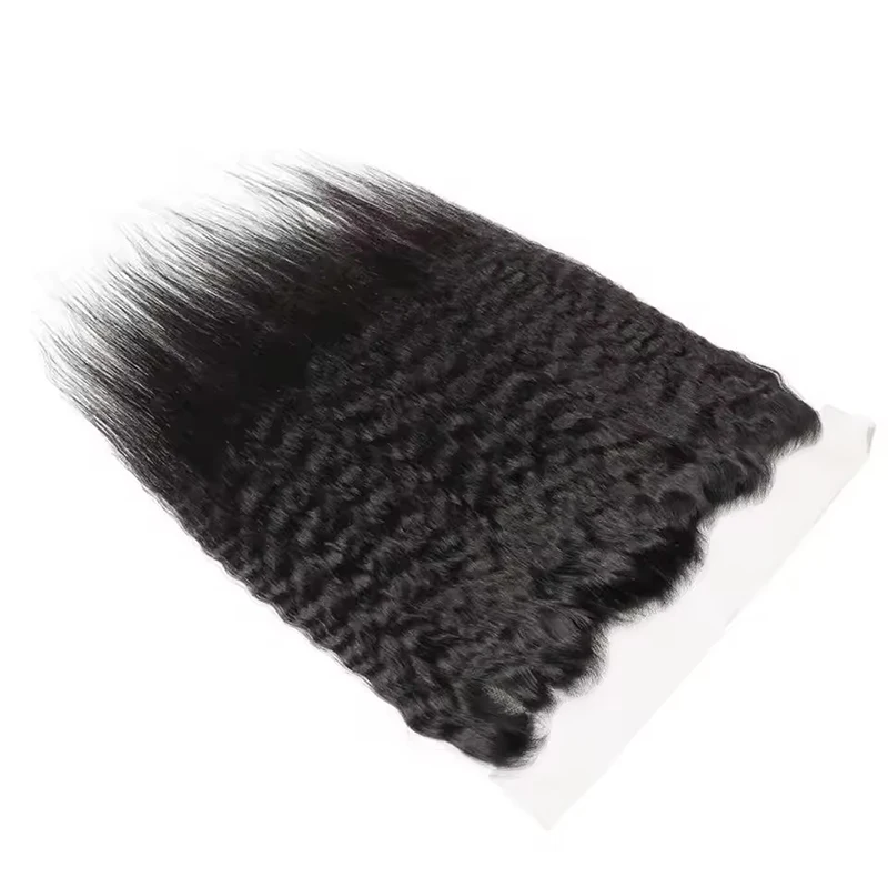 13x4 Kinky Straight Human Hair Lace Closure Frontal Brazilian Virgin Hair Pre-Plucked 4x4 Transparent Swiss Lace 150% Density