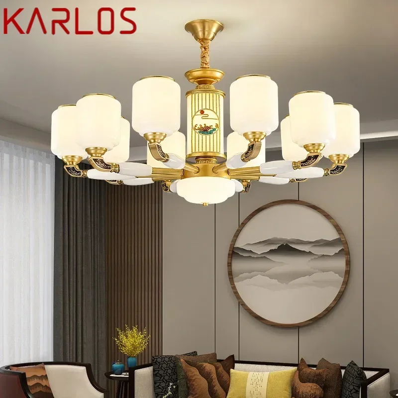 KARLOS Contemporary Luxury Brass Pendent Lamp  Chinese style Living Room Dining Room Bedroom Villa Hotel Sample Room Chandelier