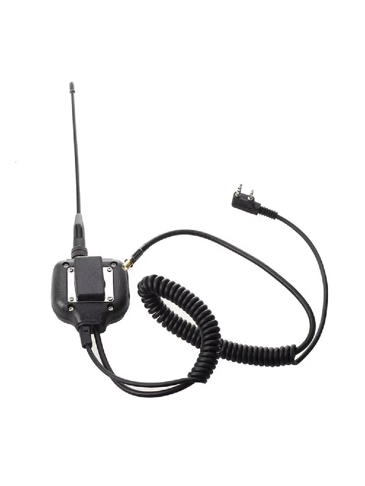 ABRI - Mikrofon z podwójnym PTT i głośnikiem do radiotelefonów Baofeng 2-Pin, z anteną dwupasmową SMA-Female do TYT — 2