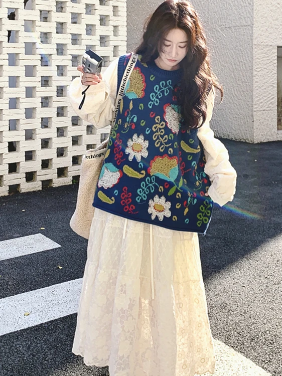 

Ретро-вязаный жилет-свитер женский, свободный топ без рукавов, новинка ранней осени и весны, повседневная удобная верхняя одежда