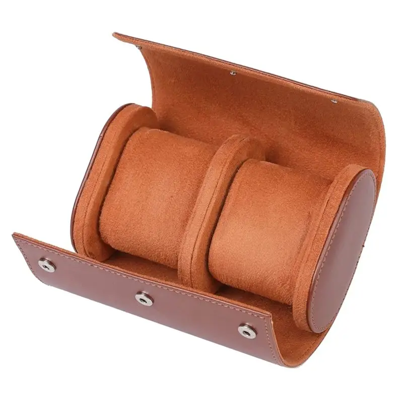 AT63-1-Slot Watch Roll Travel Case Portable Vintage Leather Watch Display Case Watch Storage Box Watch Organizers Durable Brown