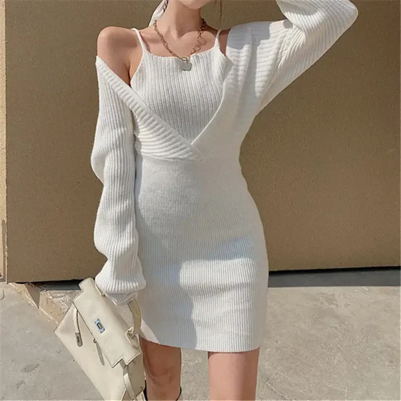 White Female Knit Dress Black Bodycon Women\'s Crochet Dresses Spring Autumn 2025 One-piece On Promotion New In Elegant Luxury X