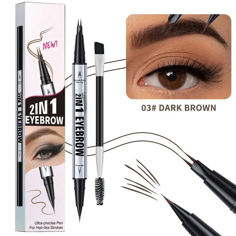 2-Ended Forked Tip Eyebrow Pencil Liquid Eye liner Smudge-Proof Ultra-fine Eyebrow Pencil Liquid Eyebrow Tattoo Pencil