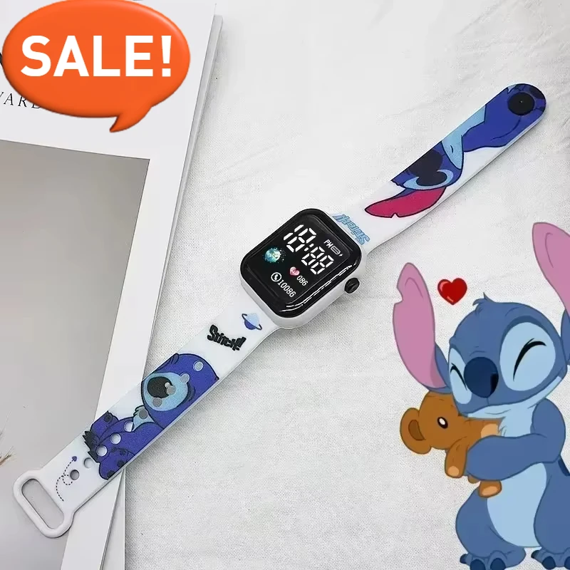 

Cute Stitch cartoon color printed LED electronic student watch fashionable printed square Y1 button new electronic watch