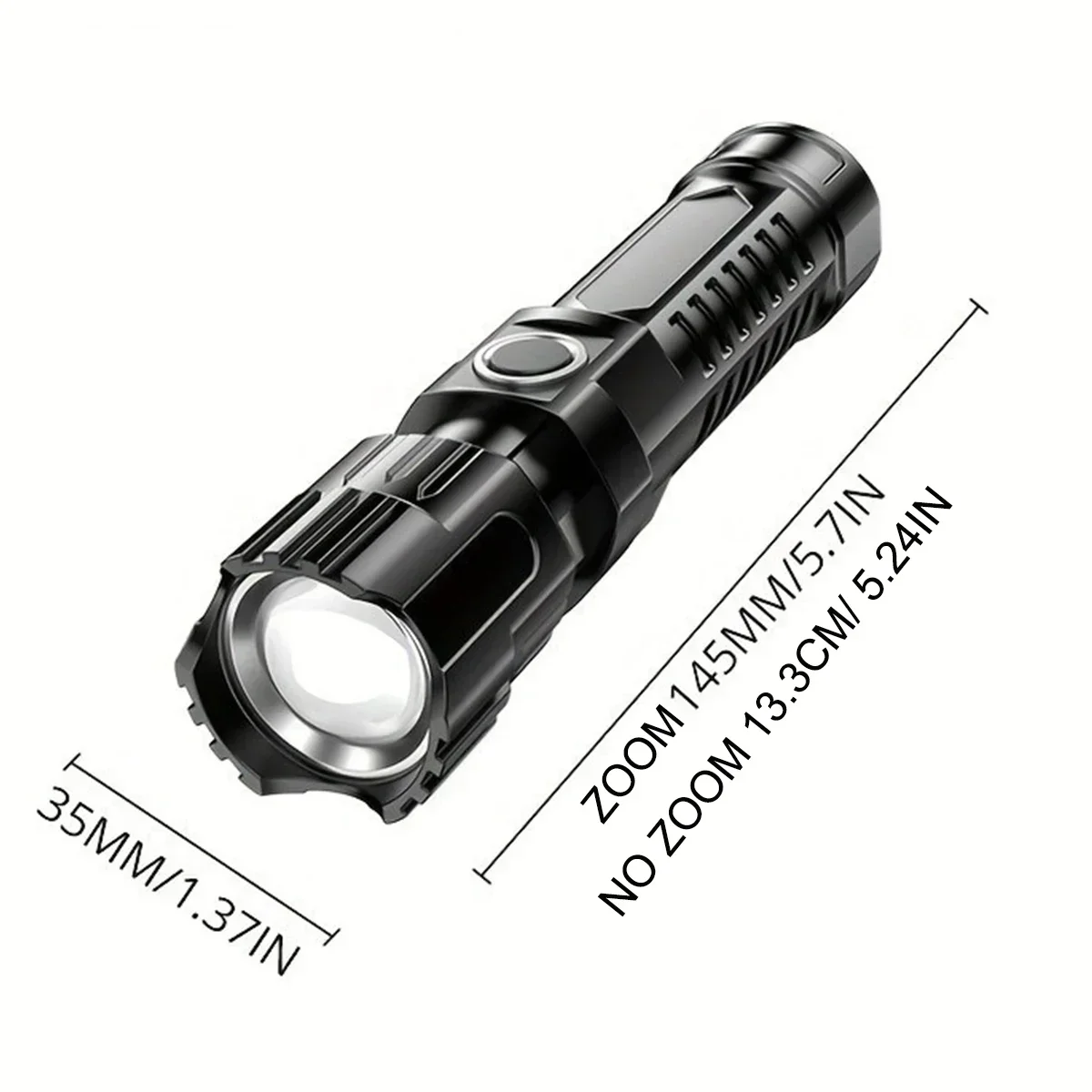 Super Bright Portable Zoom LED Flashlight Built-in Battery Type-C Rechargeable Emergency Torch Outdoor Camping Hiking Lantern